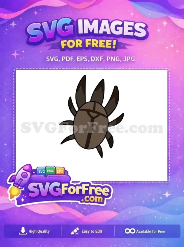 A free design of a stylized brown beetle with prominent legs and segmented body, perfect for various creative free projects.