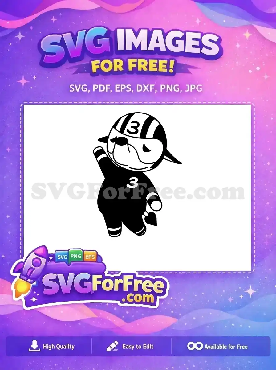 A free design of a charming, sleepy character wearing a striped hat and a '3' shirt, hand raised. Perfect free mascot vector art.