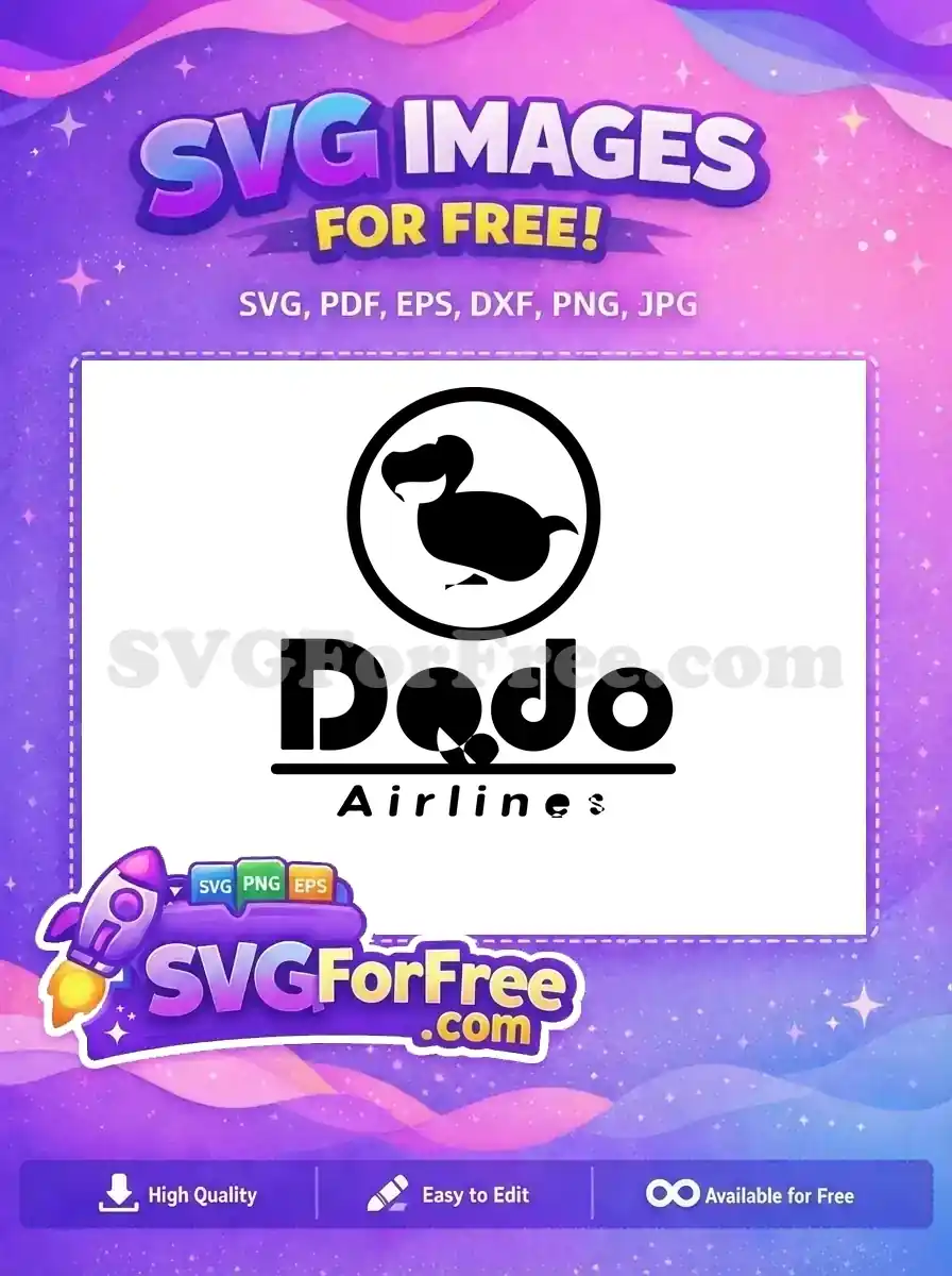 Free Dodo Airlines logo SVG featuring a dodo bird in a circular emblem above bold 'Dodo' and 'Airlines' text. This free design is versatile.