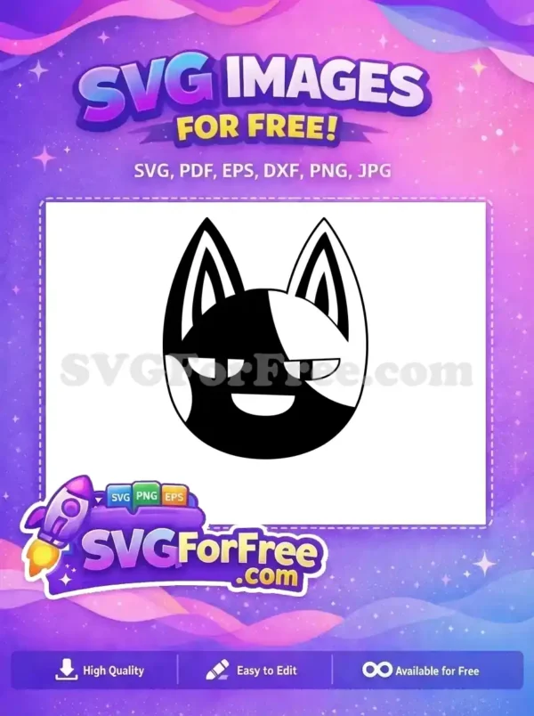 Free Two-Tone Cat Face SVG Design – Playful & Modern Free Art A free, stylized black and white cat face with a unique split design, featuring a smug expression. Download this free SVG for your creative projects!