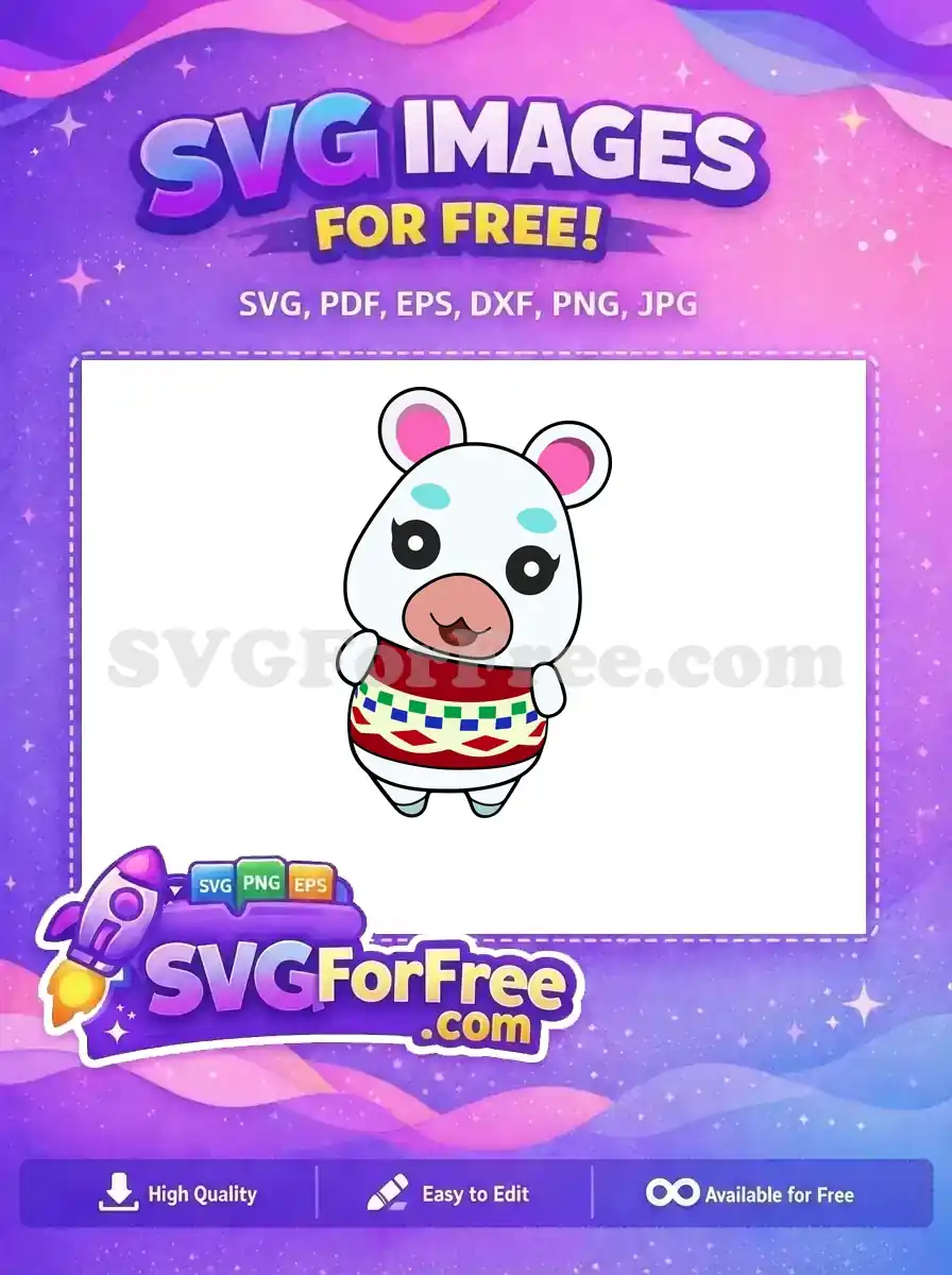 A delightful free SVG of a friendly white bear in a patterned sweater, ready for your creative free digital projects.