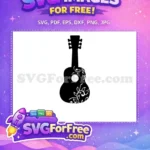 Free Black Ukulele Silhouette Free White Floral Design Disney Animal Crossing Free SVG - Instant Download