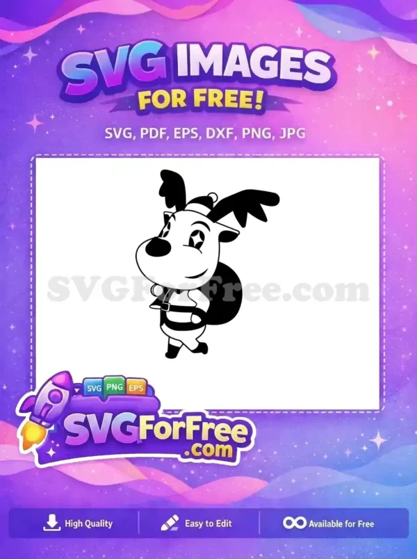 Free Santa Reindeer SVG – Adorable Holiday Design A cheerful, winking Santa reindeer carrying a sack, a fantastic free design for all your holiday crafting needs.
