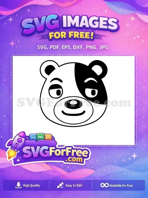 Free Cute Panda Bear Face SVG – Instant Download Design Free adorable cartoon panda bear head SVG, a versatile free design for crafts and digital projects.