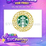 Free Green Starbucks Siren Free Gold Leopard Pattern Coffee Brand Free SVG - Instant Download
