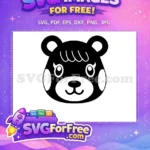 Free Cute Bear Face Free Black Silhouette Animal Crossing Disney Free SVG - Instant Download