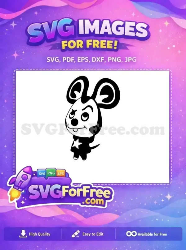 Free Mouse Star Character SVG – Delightful Design Download Adorable free cartoon mouse SVG design, featuring a star emblem and playful expression, perfect for diverse projects. Download now!