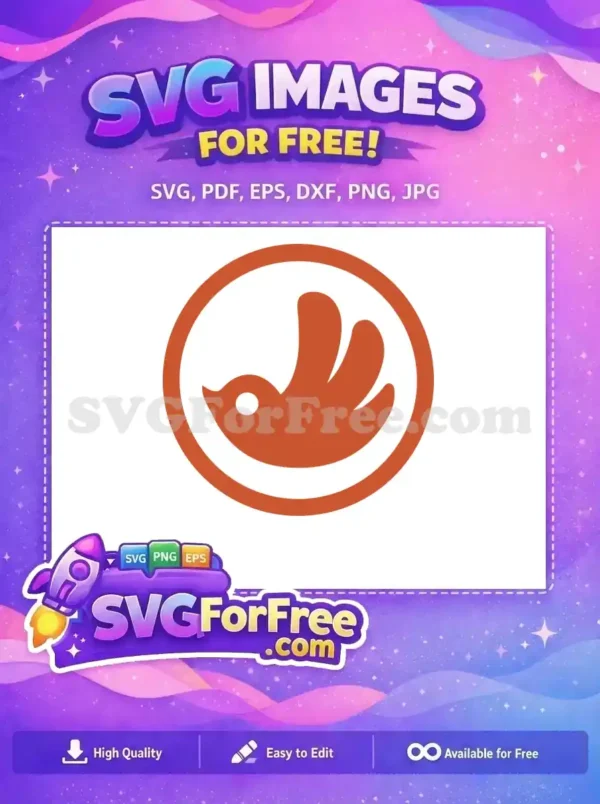 A free design featuring a stylized reddish-brown bird icon, minimalist, within a clear circular outline. A versatile free SVG symbol.