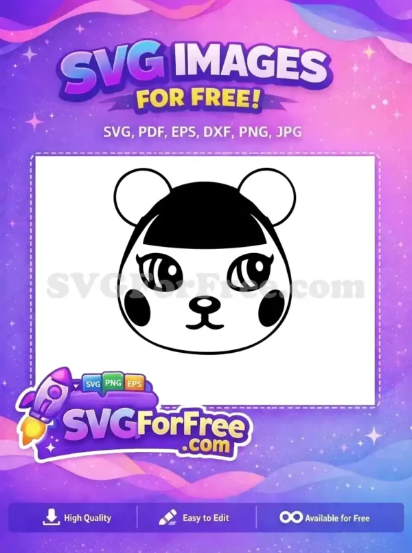 Adorable Free Animal Face SVG for Your Creative Projects Free SVG of an adorable cartoon animal face, featuring big expressive eyes and cute cheek blush. Perfect for crafts.