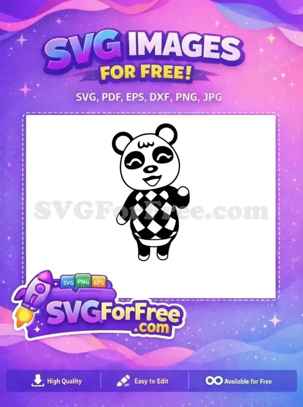 Free Panda Character SVG – Cute & Craft-Ready Free Design! A charming free panda character SVG with a delightful checkered sweater, ready for your creative projects. Download this free design now!