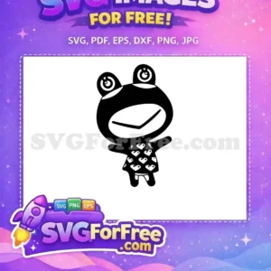 A cute, free frog character SVG in black and white, featuring heart patterns, ready for your creative projects.