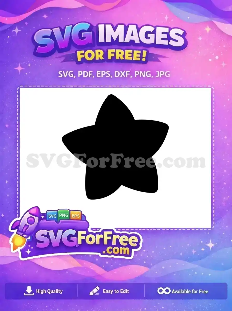 A unique, free rounded five-point star design, depicted in solid black, offering a soft, whimsical aesthetic for your free creative projects.