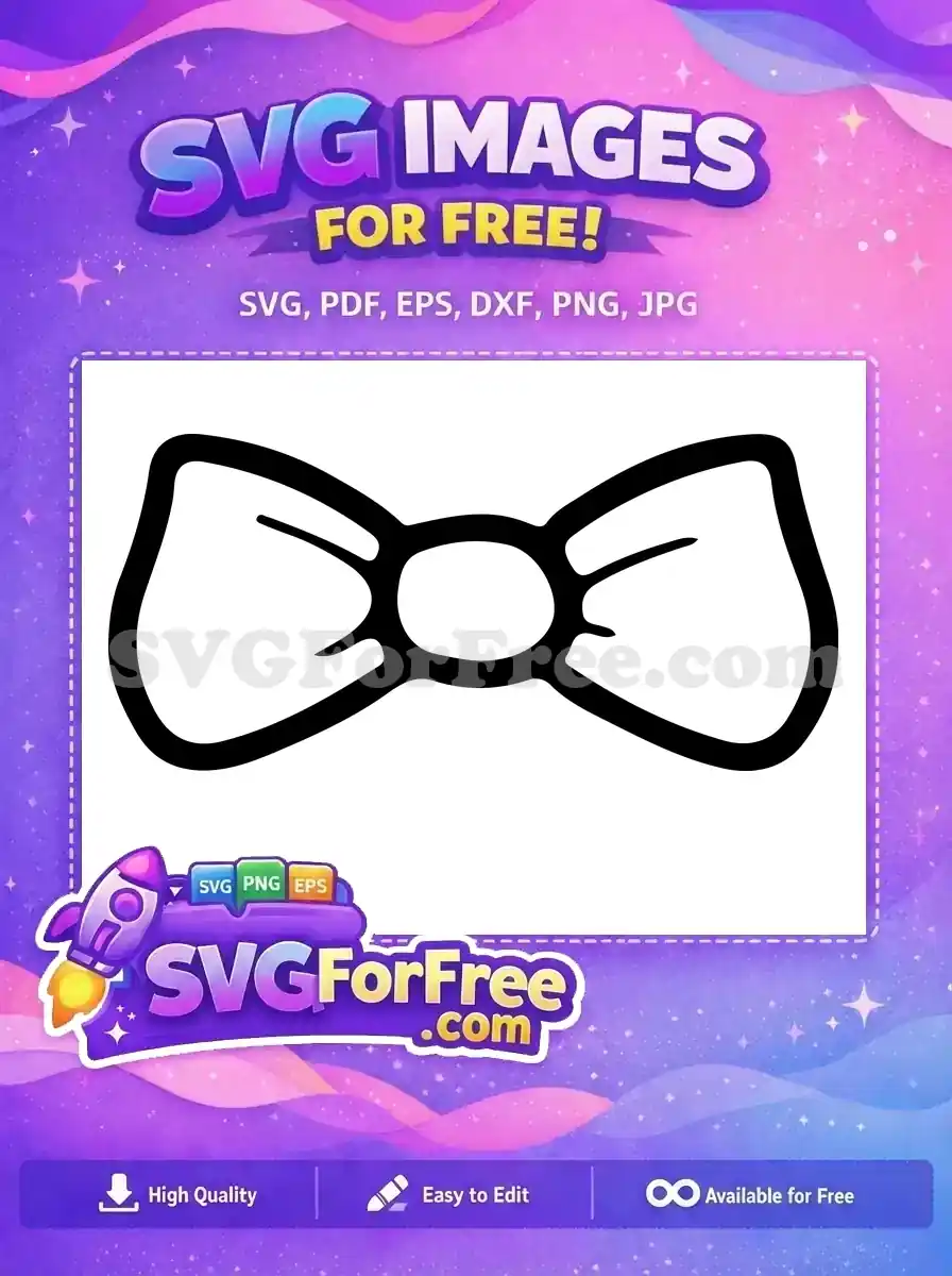 A free hand-drawn black outline bow tie design, perfect for crafts and digital projects. Download this free SVG!