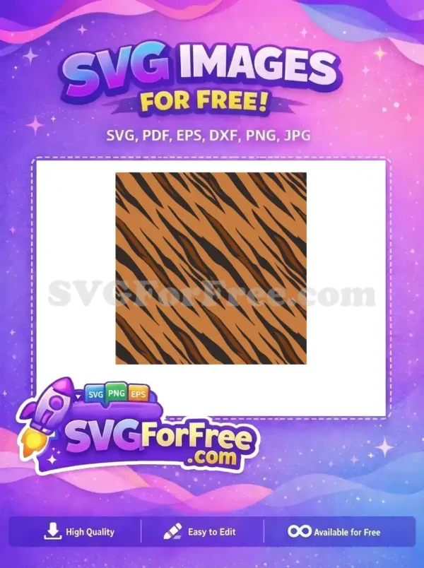 A striking free tiger print seamless SVG pattern, featuring bold black stripes on an orange background, ideal for diverse designs.