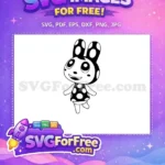 Free Happy Black Polka Dot Bunny Free Smiling Animal Crossing Disney Free SVG - Instant Download