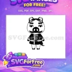 Free Smiling Pig Aviator Free Black Outline Goggles Animal Crossing Disney Free SVG - Instant Download