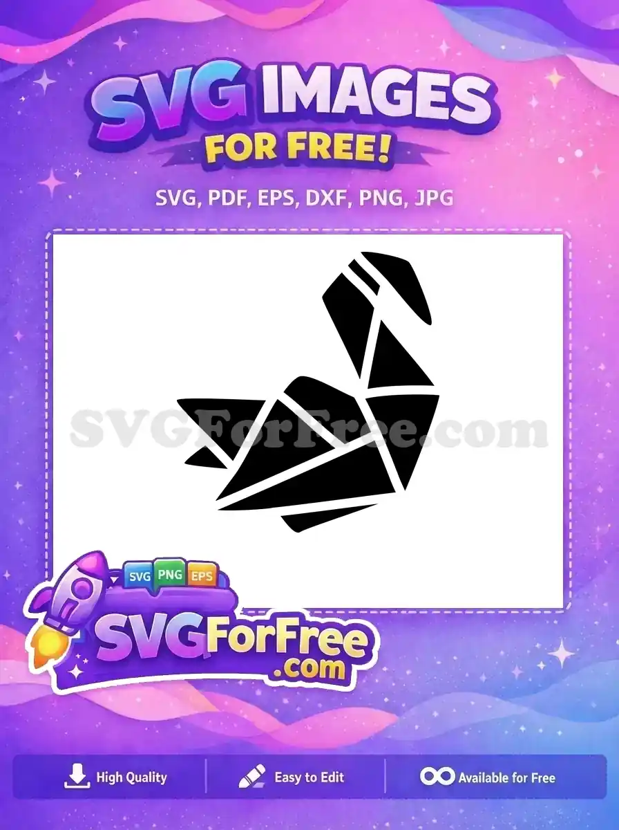 A stunning free SVG of an abstract origami-style bird or animal, crafted with geometric black shapes and crisp white lines. Ideal for free downloads.