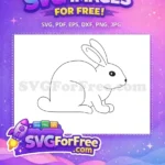 Free Cute Rabbit Outline Free Animal Doodle Art Free SVG - Instant Download
