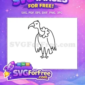 Free Vulture Outline SVG – Whimsical Bird Design Free A charming free cartoon vulture outline, standing with closed eyes, ideal for coloring and various free design projects.