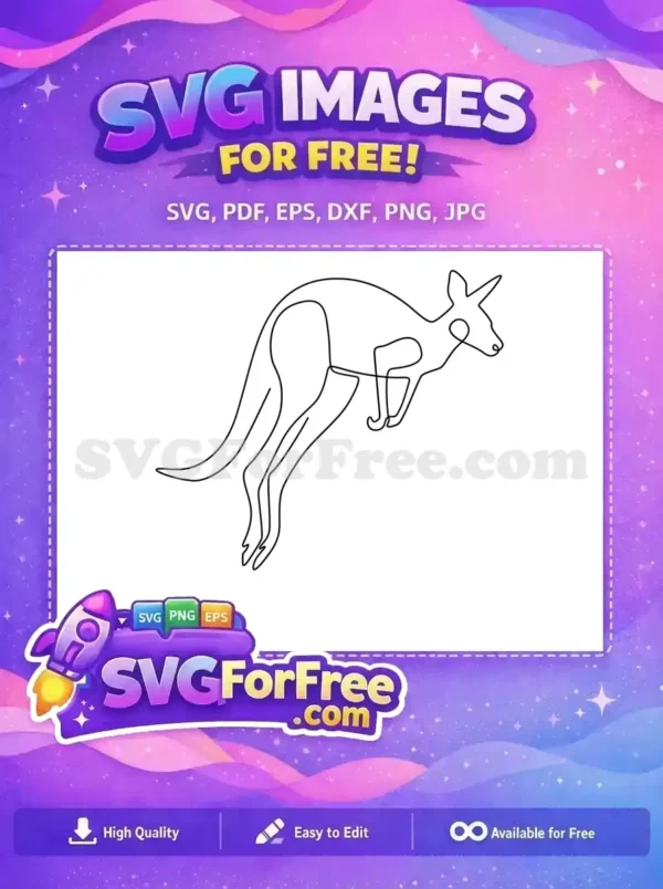 A free elegant single-line art SVG of a kangaroo in a dynamic jumping pose, perfect for modern designs. Download this free design now!