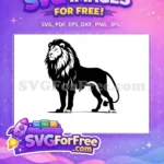Free Regal Lion Free Black Silhouette Animal Doodle Free SVG - Instant Download