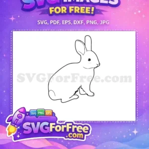 A delightful free line art drawing of a sitting rabbit, perfect for coloring or craft projects. Download this free design now!