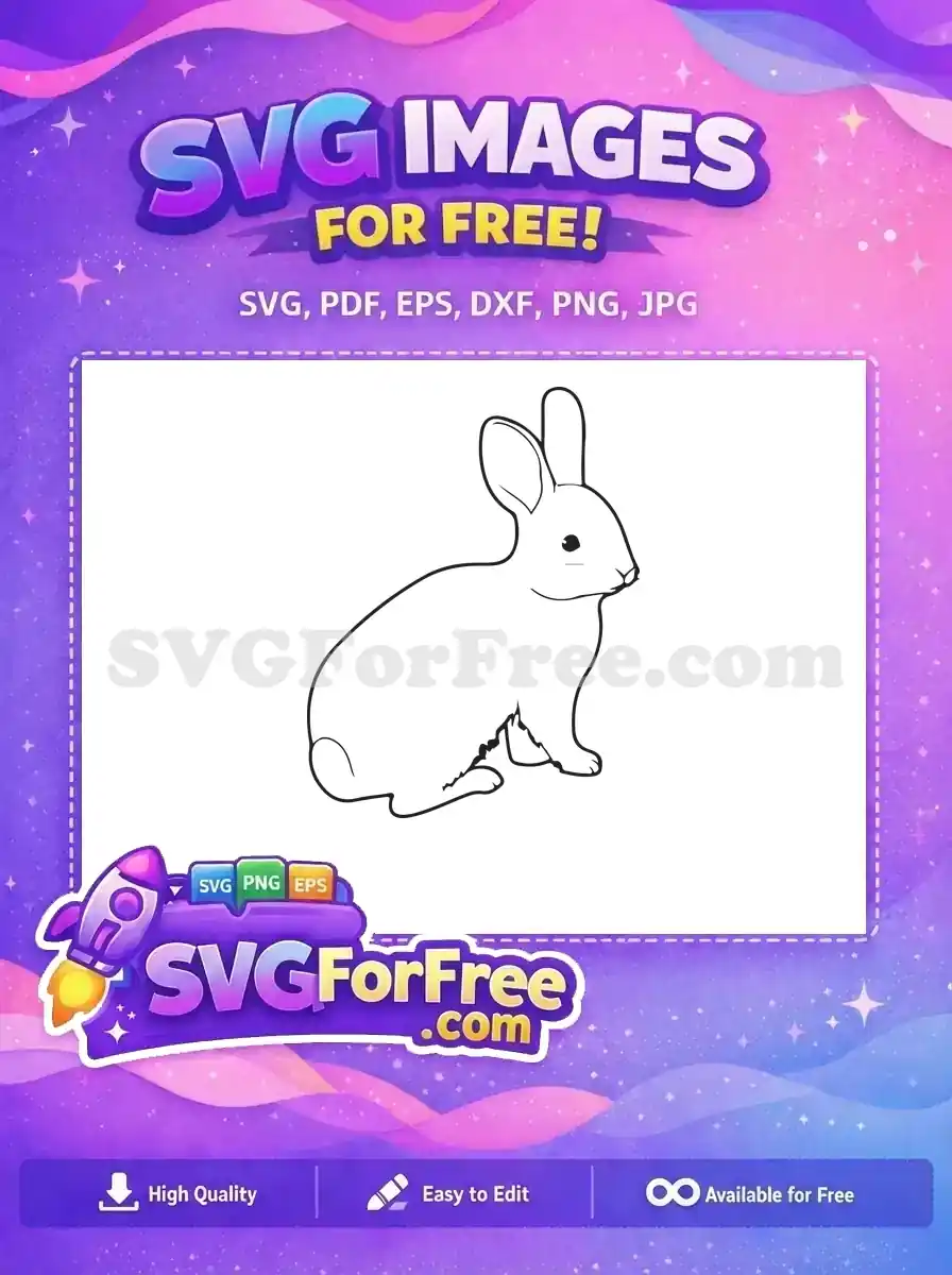 A delightful free line art drawing of a sitting rabbit, perfect for coloring or craft projects. Download this free design now!