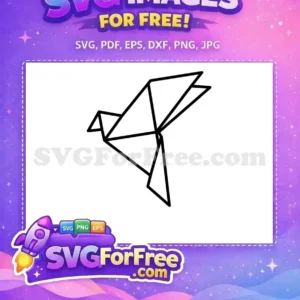 A free minimalist origami bird outline SVG, perfect for creative projects. This clean geometric design is available for free download.