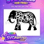 Free Elegant Tribal Pattern Free Majestic Elephant Silhouette Animal Doodle Free SVG - Instant Download