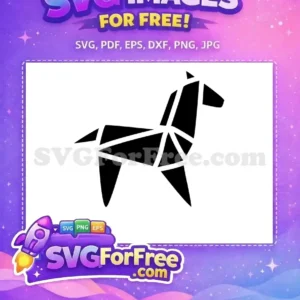 A free geometric origami horse design, a modern and stylish black silhouette. This free SVG is ideal for creative projects.