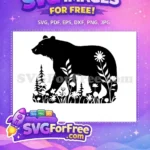 Free Majestic Black Bear Free Woodland Floral Doodle Wild Nature Art Free SVG - Instant Download