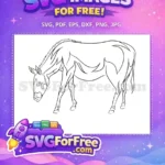Free Grazing Donkey Outline Free Stylized Animal Doodle Farm Art Free SVG - Instant Download