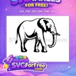 Free Black White Elephant Free Detailed Animal Doodle Jungle Safari Free SVG - Instant Download