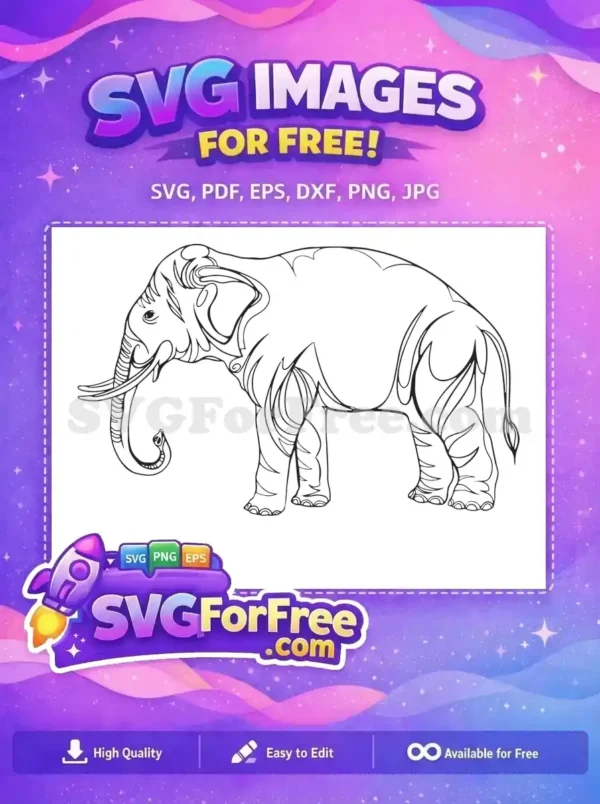 Discover this free elegant elephant design, featuring beautiful swirls, ideal for your next creative project, completely free.