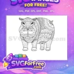 Free patterned hippo Free calm designs Animal Doodle Free SVG - Instant Download