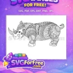 Free Doodle Rhino Free Heart Cheek Animal Doodle Free SVG - Instant Download