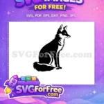 Free Black White Doodle Free Alert Sitting Fox Wildlife Design Free SVG - Instant Download