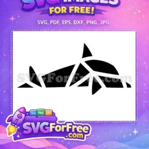 Free Shattered Marine Life SVG Design – Modern & Bold A free, modern abstract SVG showcasing a shattered marine creature, likely a shark or dolphin, in bold black. A versatile free design.