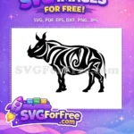 Free Black Tribal Rhino Free Powerful Majestic Animal Doodle Free SVG - Instant Download