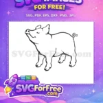 Free Happy Piglet Sniffing Free Cute Farm Animal Doodle Free SVG - Instant Download