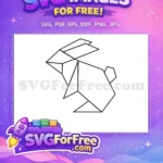 Free Geometric Black Outline Free Cute Long Ears Animal Doodle Free SVG - Instant Download