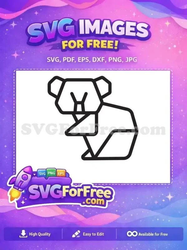 Discover this free geometric koala SVG icon, a clean line art animal design, ideal for various creative projects.
