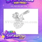Free Fierce Flying Eagle Free Powerful Wings Animal Doodle Free SVG - Instant Download