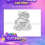 Free Happy Snail Free Zentangle Mushroom Animal Doodle Free SVG - Instant Download