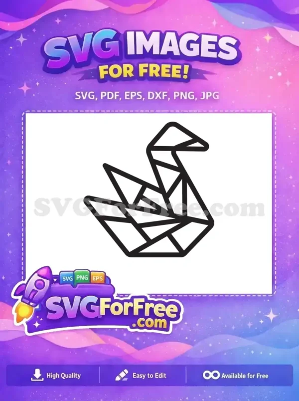 A beautiful free geometric swan SVG design, outlined in black, perfect for modern digital and craft projects. Enjoy this free vector.