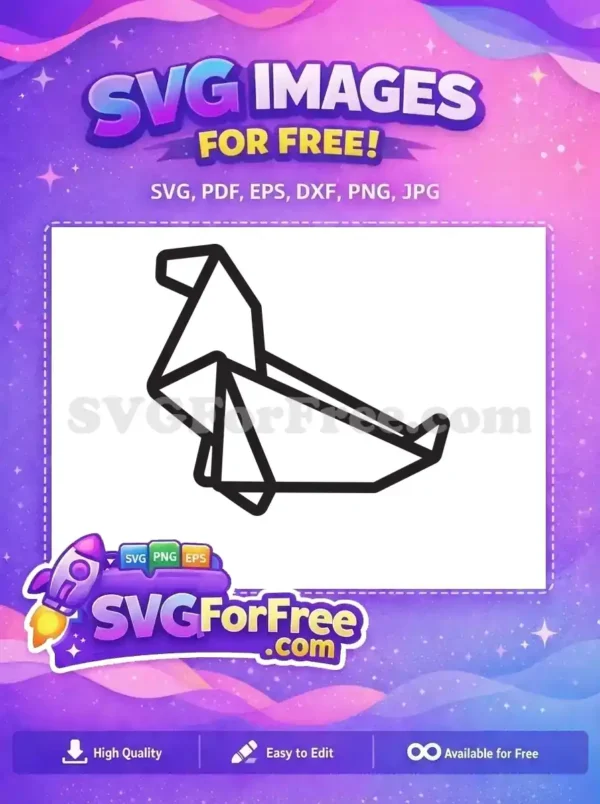 Free Origami Animal SVG: A Modern Geometric Design A free minimalist SVG of a geometric origami-style animal, possibly a dog or fox, outlined in thick black lines.