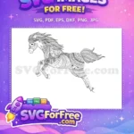 Free Horse Doodle Free Zentangle Art Running Animal Free SVG - Instant Download