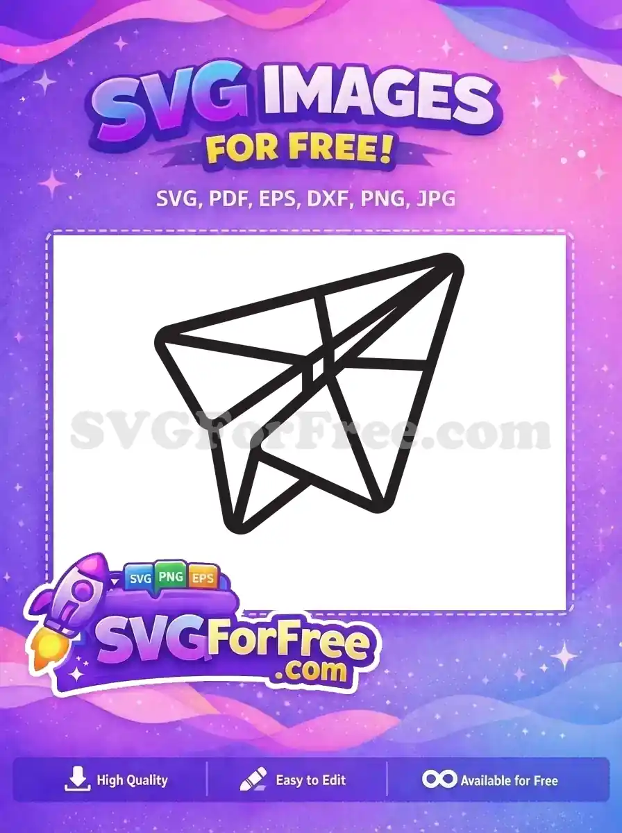 A crisp, free paper airplane outline SVG, ideal for conveying messages or travel, enhancing any digital free design project.