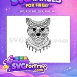 Free Intricate Mandala Cat Face Free Ornate Doodle Animal Design Free SVG - Instant Download