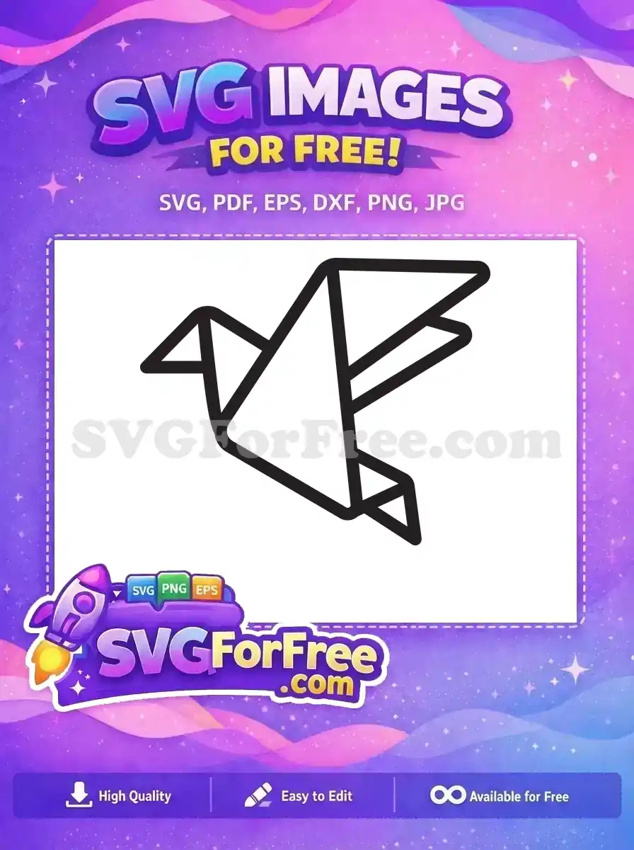 A minimalist outline of a free origami bird, symbolizing peace and elegance. This free design is perfect for various creative projects.